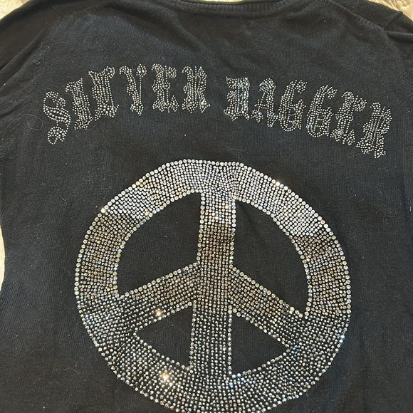 Crystallized Design Cotton/Cashmere Black Sweater-Large - Picture 2 of 9